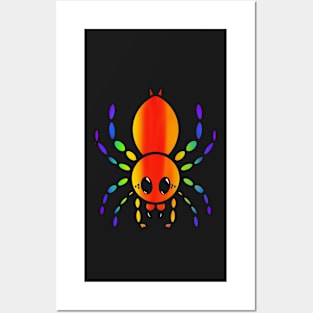 Colorful Cartoon Tarantula (Rainbow Vertical) Posters and Art